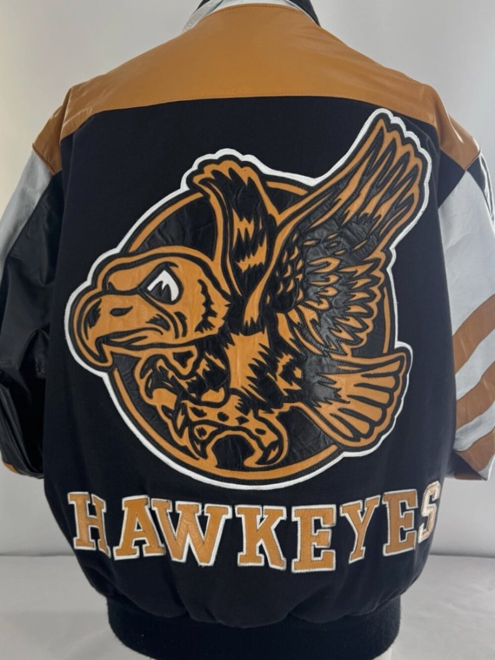 Vintage 90s Jeff Hamilton Iowa Hawkeyes Letterman Jacket Men’s XL – Rare